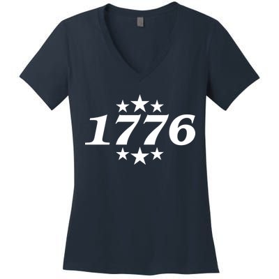 Patriotic 1776 USA 4th of July Stars Women's V-Neck T-Shirt