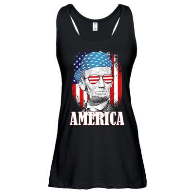Patriotic Abraham Lincoln America Ladies Essential Flowy Tank