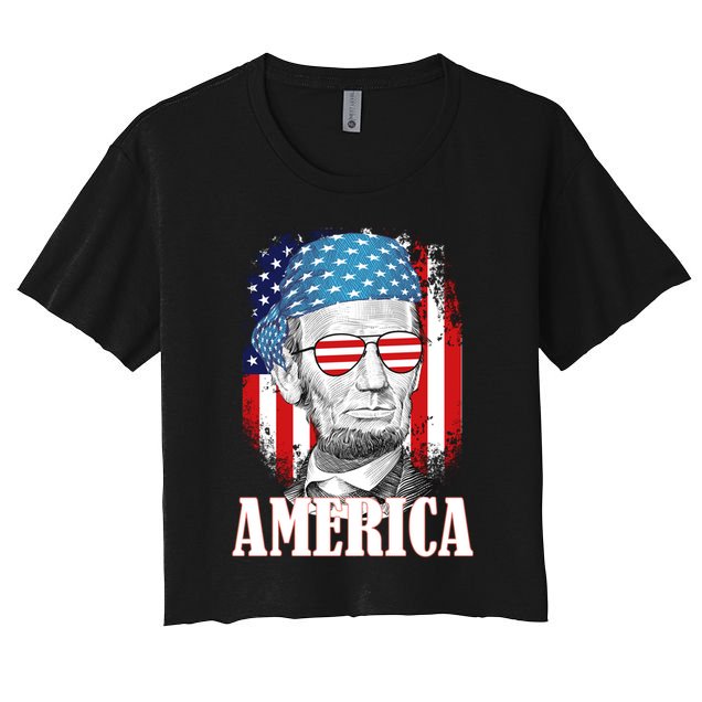 Patriotic Abraham Lincoln America Crop Top