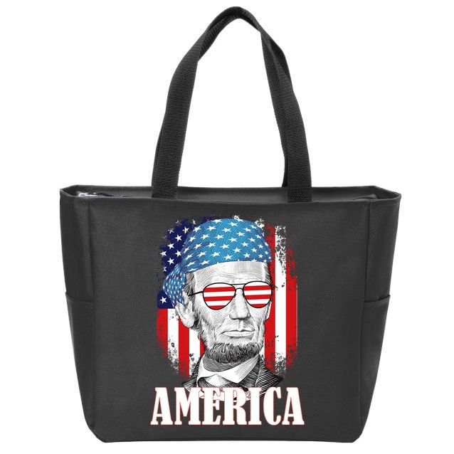 Patriotic Abraham Lincoln America Zip Tote Bag