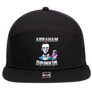 Patriotic Abraham Lincoln Drinkin 7 Panel Mesh Trucker Snapback Hat