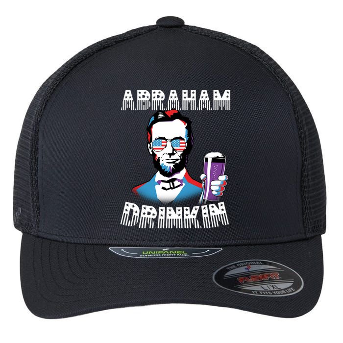 Patriotic Abraham Lincoln Drinkin Flexfit Unipanel Trucker Cap