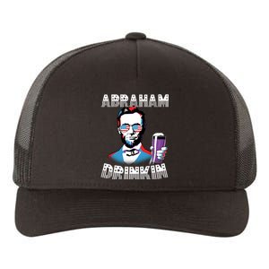 Patriotic Abraham Lincoln Drinkin Yupoong Adult 5-Panel Trucker Hat