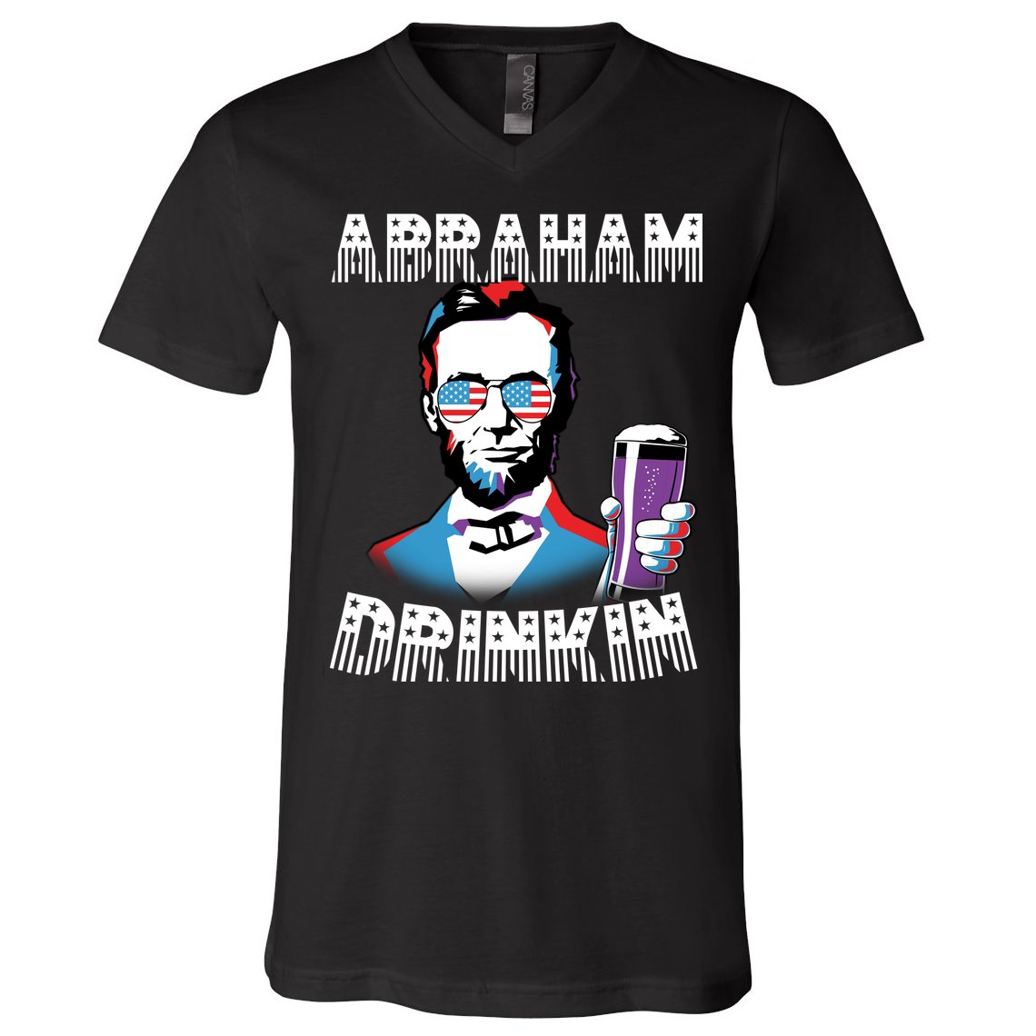 Patriotic Abraham Lincoln Drinkin V-Neck T-Shirt