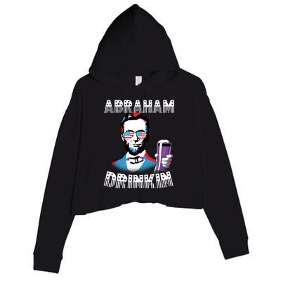 Patriotic Abraham Lincoln Drinkin Crop Fleece Hoodie