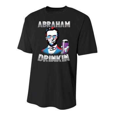 Patriotic Abraham Lincoln Drinkin Youth Performance Sprint T-Shirt