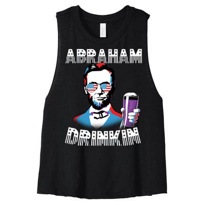 Patriotic Abraham Lincoln Drinkin Women's Racerback Cropped Tank