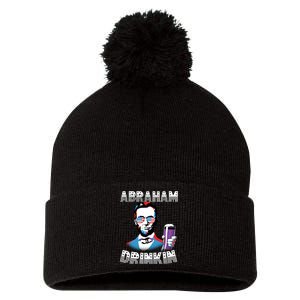 Patriotic Abraham Lincoln Drinkin Pom Pom 12in Knit Beanie