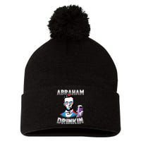 Patriotic Abraham Lincoln Drinkin Pom Pom 12in Knit Beanie