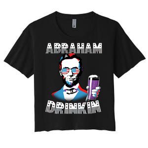 Patriotic Abraham Lincoln Drinkin Women's Crop Top Tee