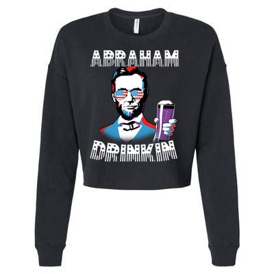 Patriotic Abraham Lincoln Drinkin Cropped Pullover Crew