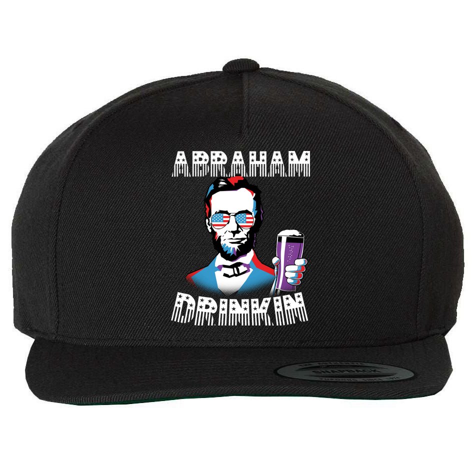 Patriotic Abraham Lincoln Drinkin Wool Snapback Cap