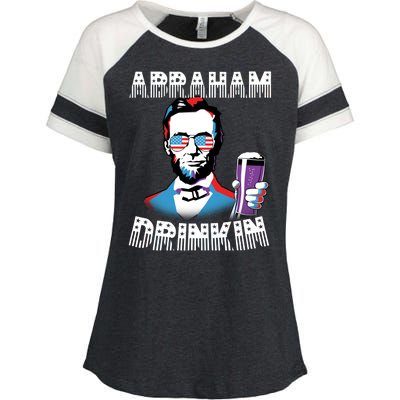 Patriotic Abraham Lincoln Drinkin Enza Ladies Jersey Colorblock Tee