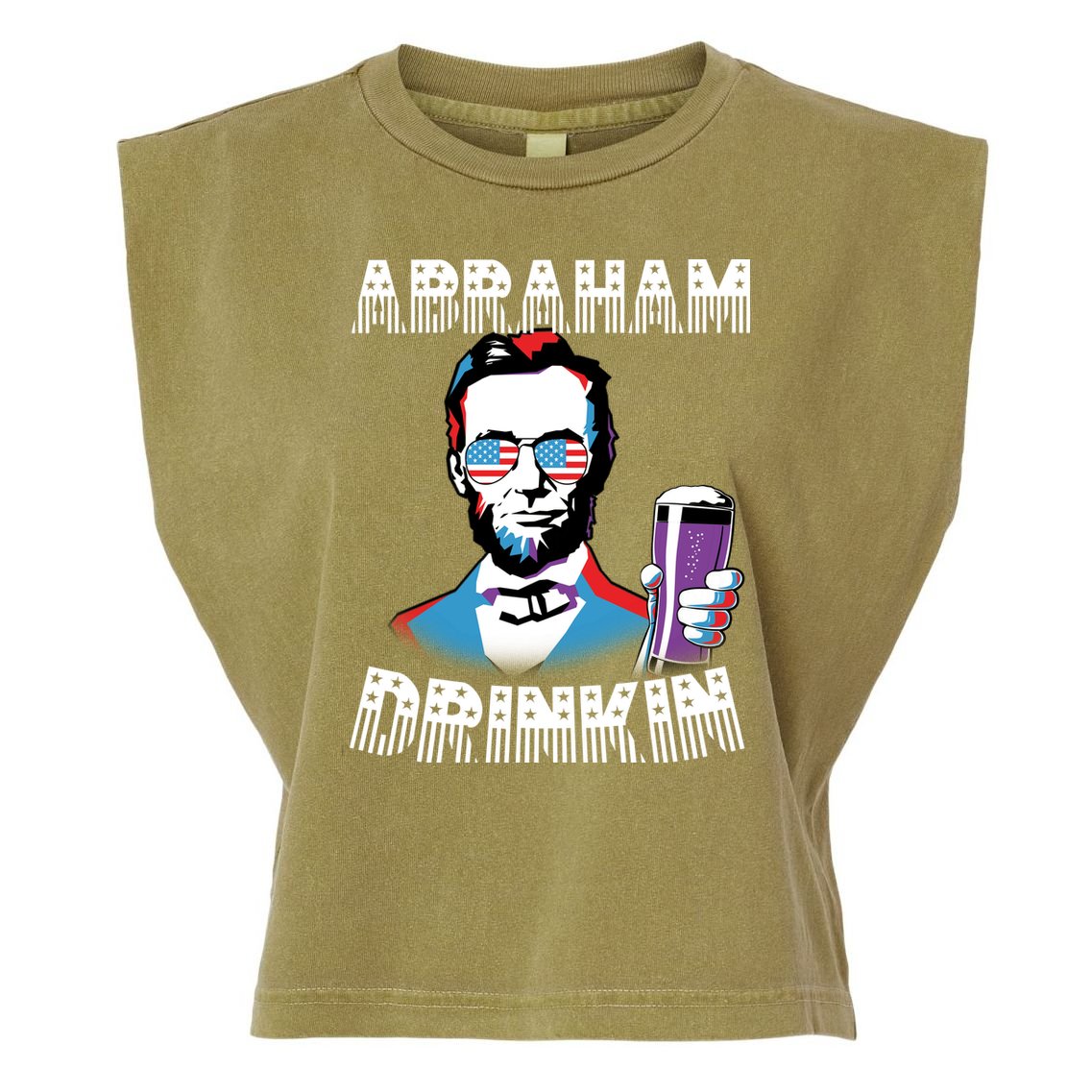 Patriotic Abraham Lincoln Drinkin Garment-Dyed Women's Muscle Tee