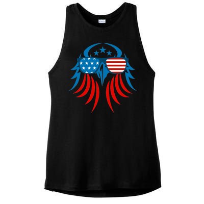 Patriotic American Bald Eagle Ladies PosiCharge Tri-Blend Wicking Tank