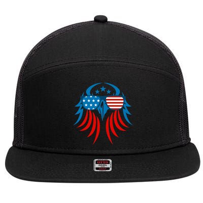 Patriotic American Bald Eagle 7 Panel Mesh Trucker Snapback Hat