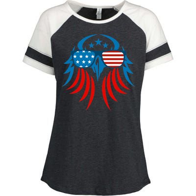 Patriotic American Bald Eagle Enza Ladies Jersey Colorblock Tee