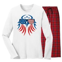 Patriotic American Bald Eagle Women's Long Sleeve Flannel Pajama Set 