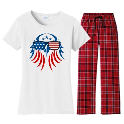 Patriotic American Bald Eagle Women's Flannel Pajama Set