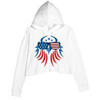 Patriotic American Bald Eagle Crop Fleece Hoodie