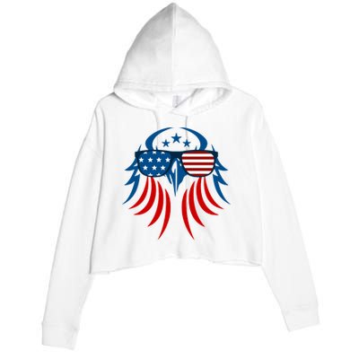 Patriotic American Bald Eagle Crop Fleece Hoodie