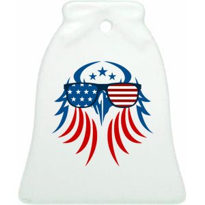 Patriotic American Bald Eagle Ceramic Bell Ornament