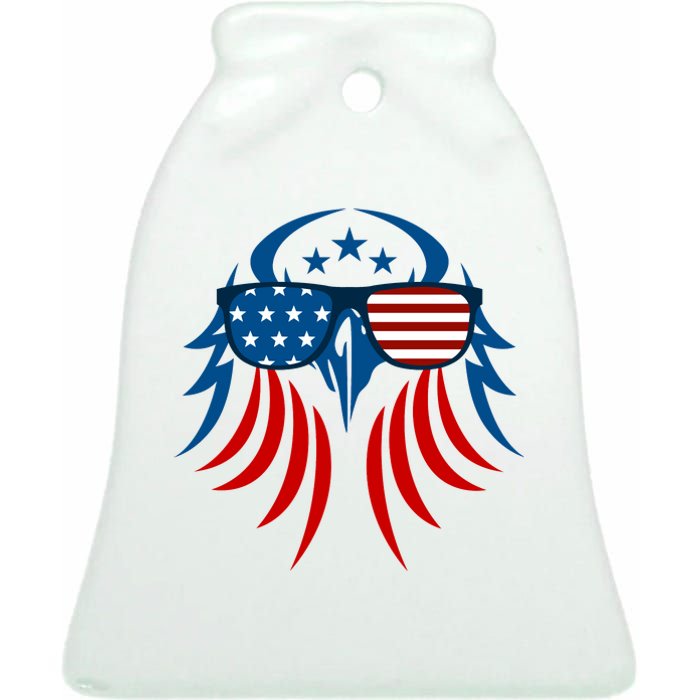 Patriotic American Bald Eagle Ceramic Bell Ornament