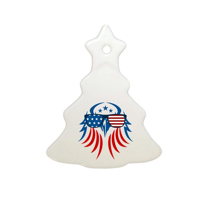 Patriotic American Bald Eagle Ceramic Tree Ornament