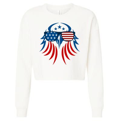 Patriotic American Bald Eagle Cropped Pullover Crew