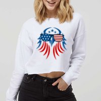 Patriotic American Bald Eagle Cropped Pullover Crew