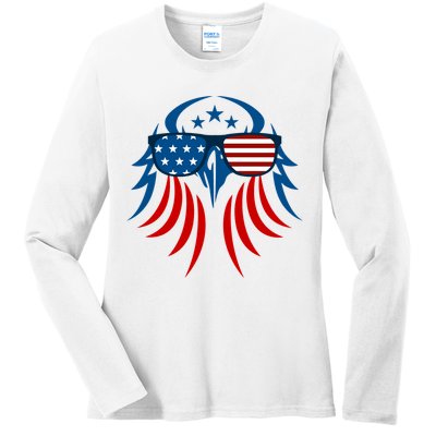 Patriotic American Bald Eagle Ladies Long Sleeve Shirt