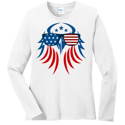 Patriotic American Bald Eagle Ladies Long Sleeve Shirt