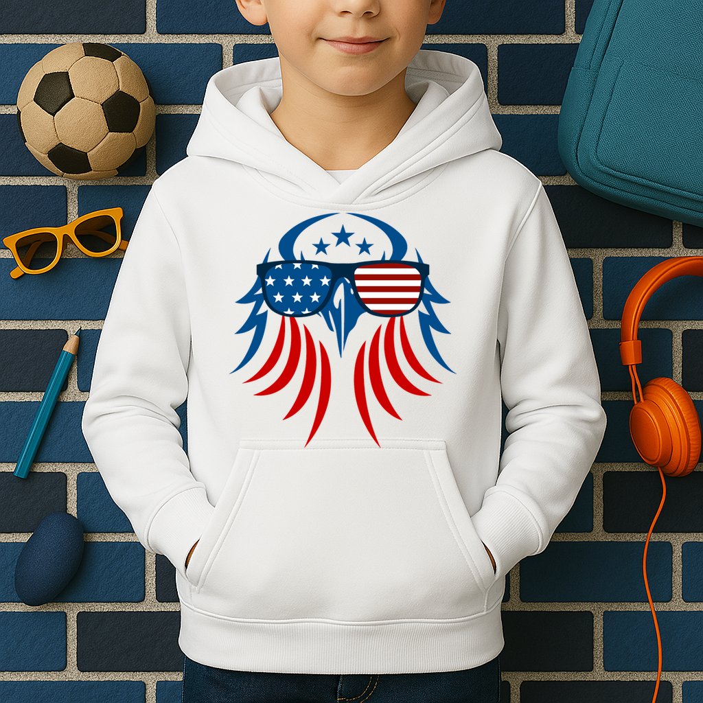 Patriotic American Bald Eagle Kids Hoodie
