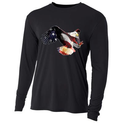 Patriotic American Bold Eagle Cooling Performance Long Sleeve Crew