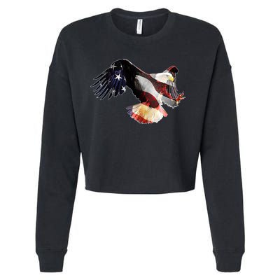 Patriotic American Bold Eagle Cropped Pullover Crew