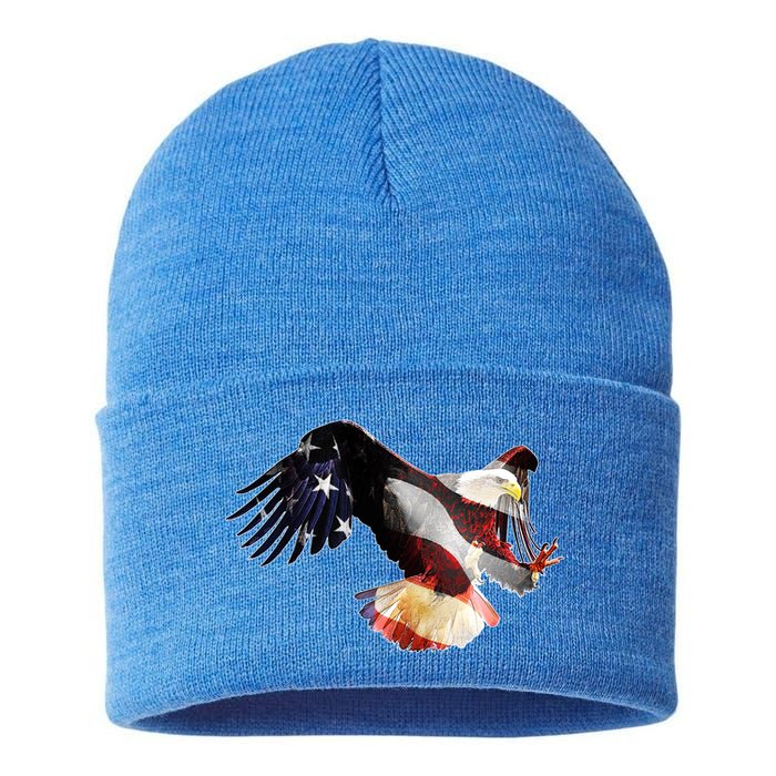 Patriotic American Bold Eagle Sustainable Knit Beanie