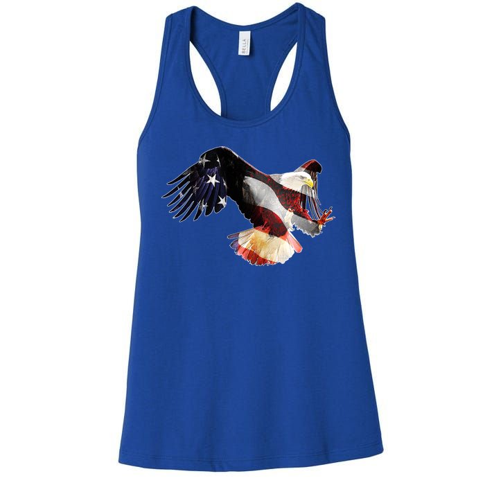 Patriotic American Bold Eagle Women's Racerback Tank