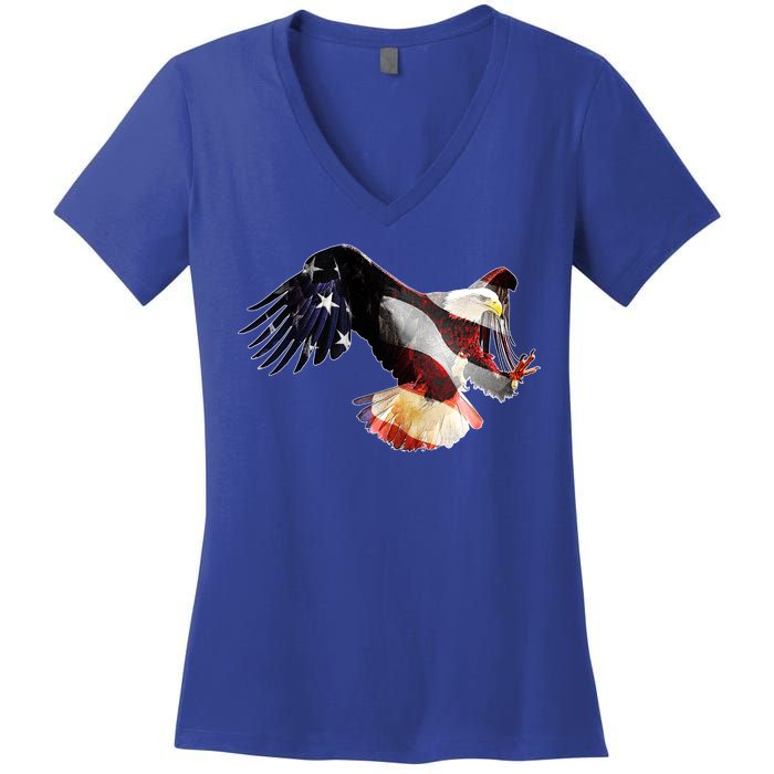 Patriotic American Bold Eagle Women's V-Neck T-Shirt