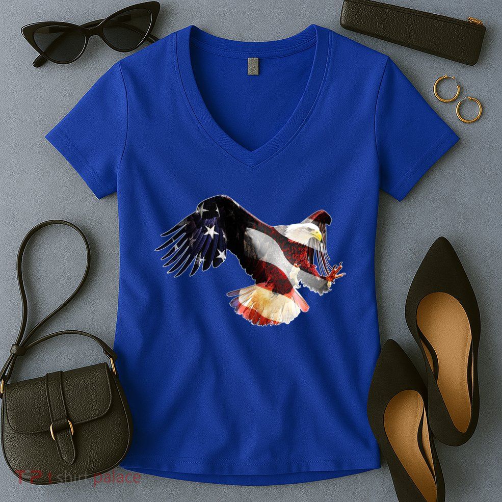 Patriotic American Bold Eagle Women's V-Neck T-Shirt