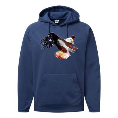 Patriotic American Bold Eagle Performance Fleece Hoodie