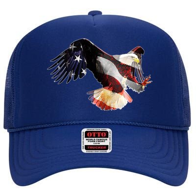 Patriotic American Bold Eagle High Crown Mesh Back Trucker Hat