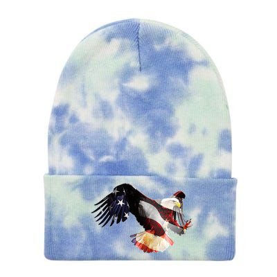 Patriotic American Bold Eagle Tie Dye 12in Knit Beanie