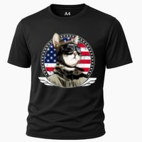 Patriotic American Cat Pilot Cooling Performance Crew T-Shirt