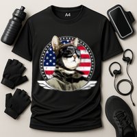 Patriotic American Cat Pilot Cooling Performance Crew T-Shirt