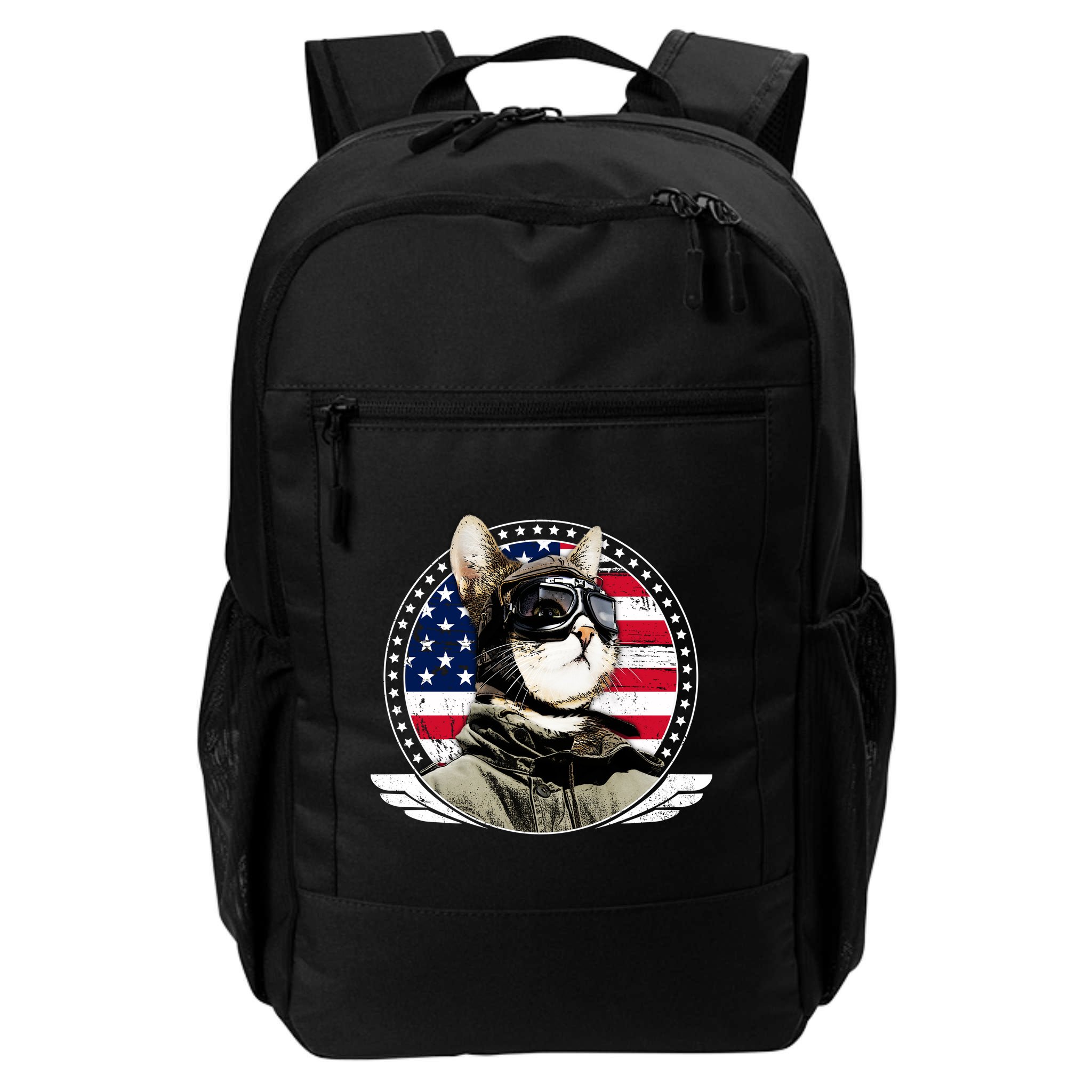 Patriotic American Cat Pilot Backpack