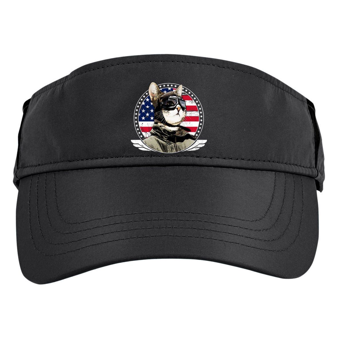 Patriotic American Cat Pilot Adult Drive Performance Visor