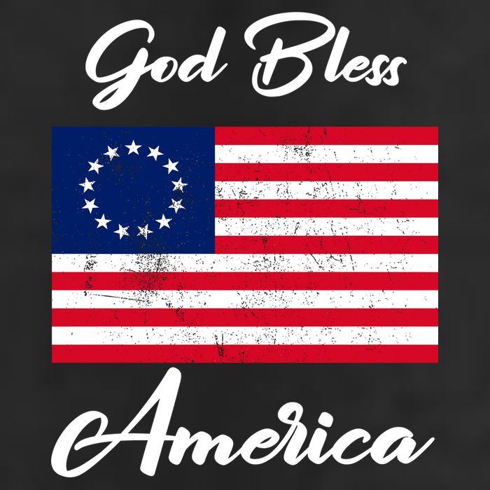 Patriotic Betsy Ross Flag God Bless America 7 Panel Mesh Trucker Snapback Hat