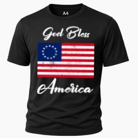 Patriotic Betsy Ross Flag God Bless America Cooling Performance Crew T-Shirt