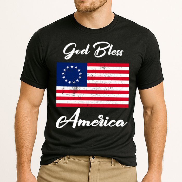 Patriotic Betsy Ross Flag God Bless America Cooling Performance Crew T-Shirt