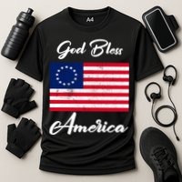 Patriotic Betsy Ross Flag God Bless America Cooling Performance Crew T-Shirt